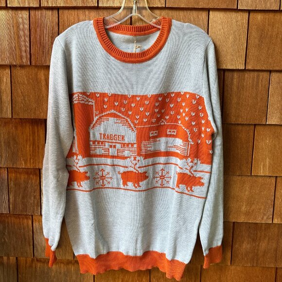 NWT Traeger Gray & Pumpkin Long Sleeve Sweater with Farm Scene - Men's XXL - Picture 5 of 16